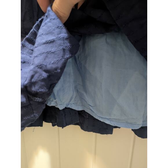 Women's L Draper James Ruffle Neck Tiered Blue Sleeveless Dress Casual Summer - Picture 3 of 13